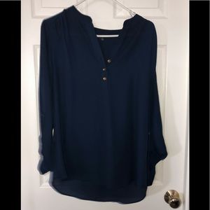 Zac & Rachel Navy Blue V neck top
